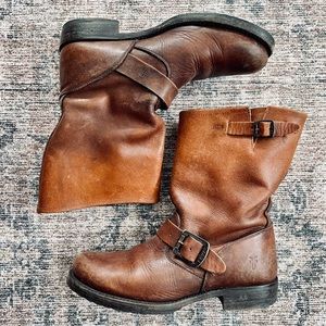 FRYE Veronica Short Cognac Leather Boot